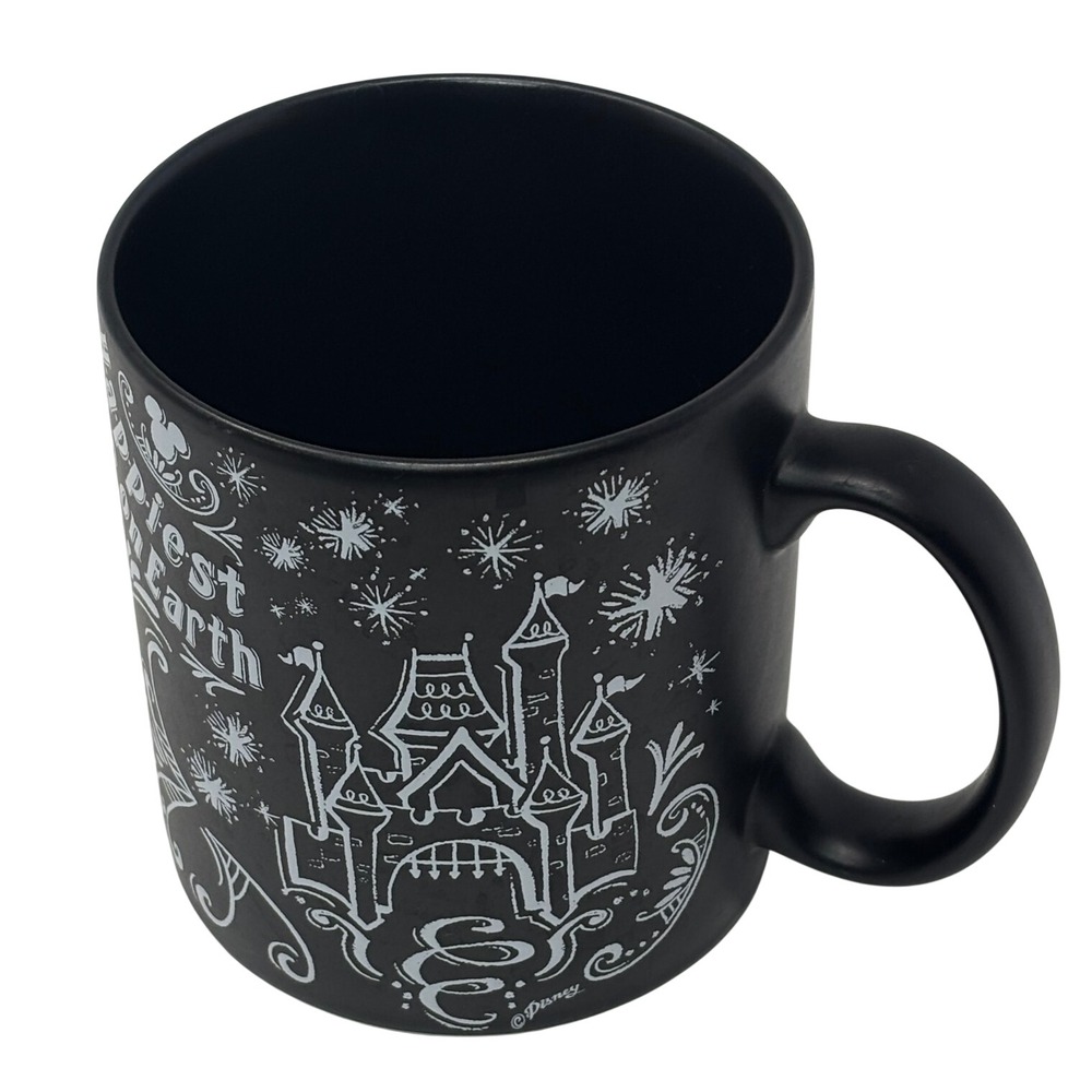 Disney Parks Chalkboard Style Matte Black Coffee Mug Castle Quotes